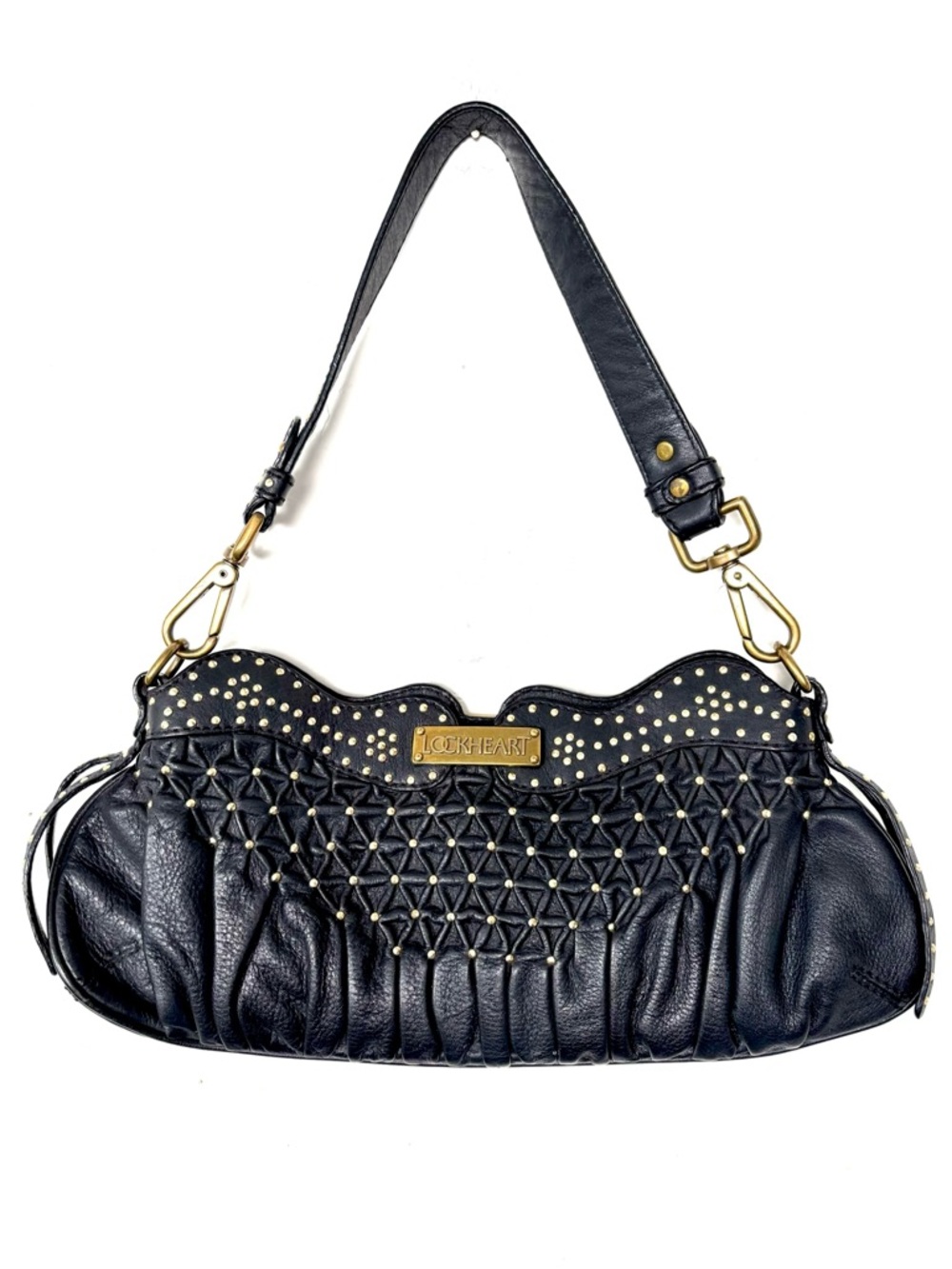 Lockheart vintage y2k bag purse clutch  Black Studded Leather - Picture 5 of 9